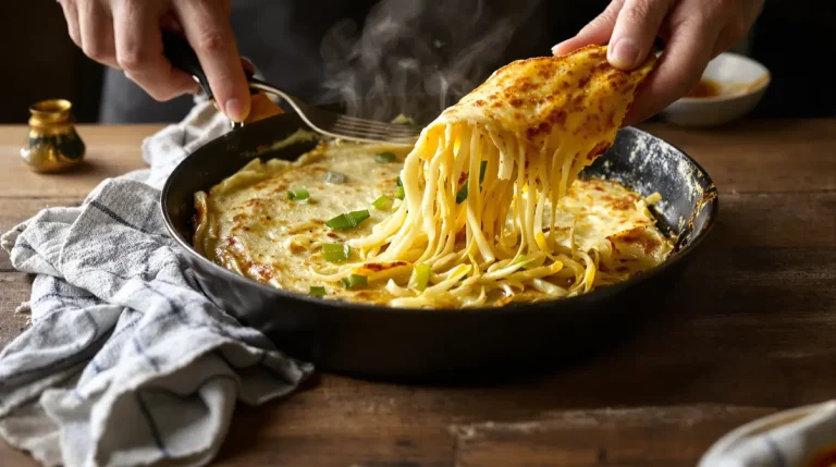 « Je la fais chaque mars » : ma crêpe salée aux poireaux cache un fromage qui la rend magique
